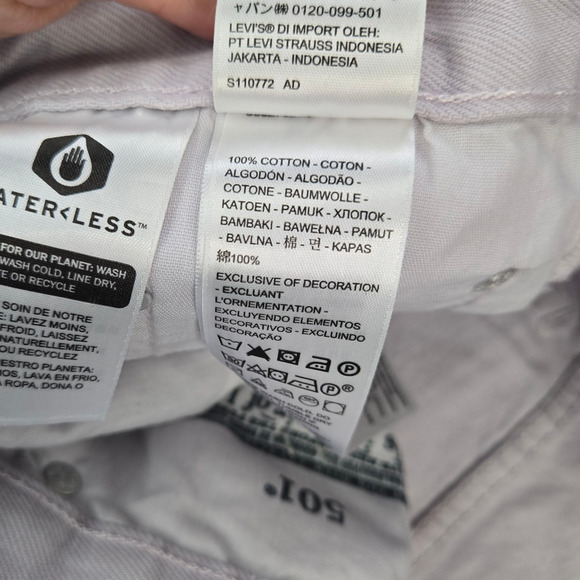 Levi's Washed Lilac High Rise Cutoff 100% Cotton Denim Raw Hem Shorts Size 27 - Picture 8 of 10